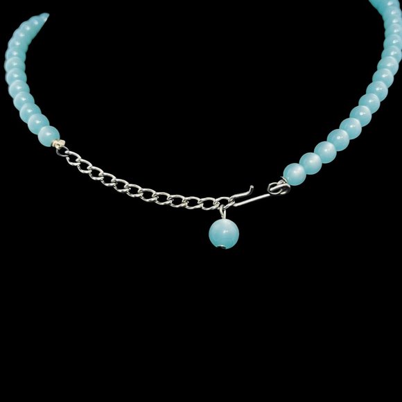 Blue Moonglow, Silver Tone And Rhinestone Necklace & Screw Back Earrings (4862) - Picture 5 of 8